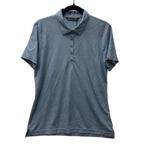 NWT Travis Mathew Oceanside Heather Polo Golf Shirt Womens L Allure Blue‎ Logo